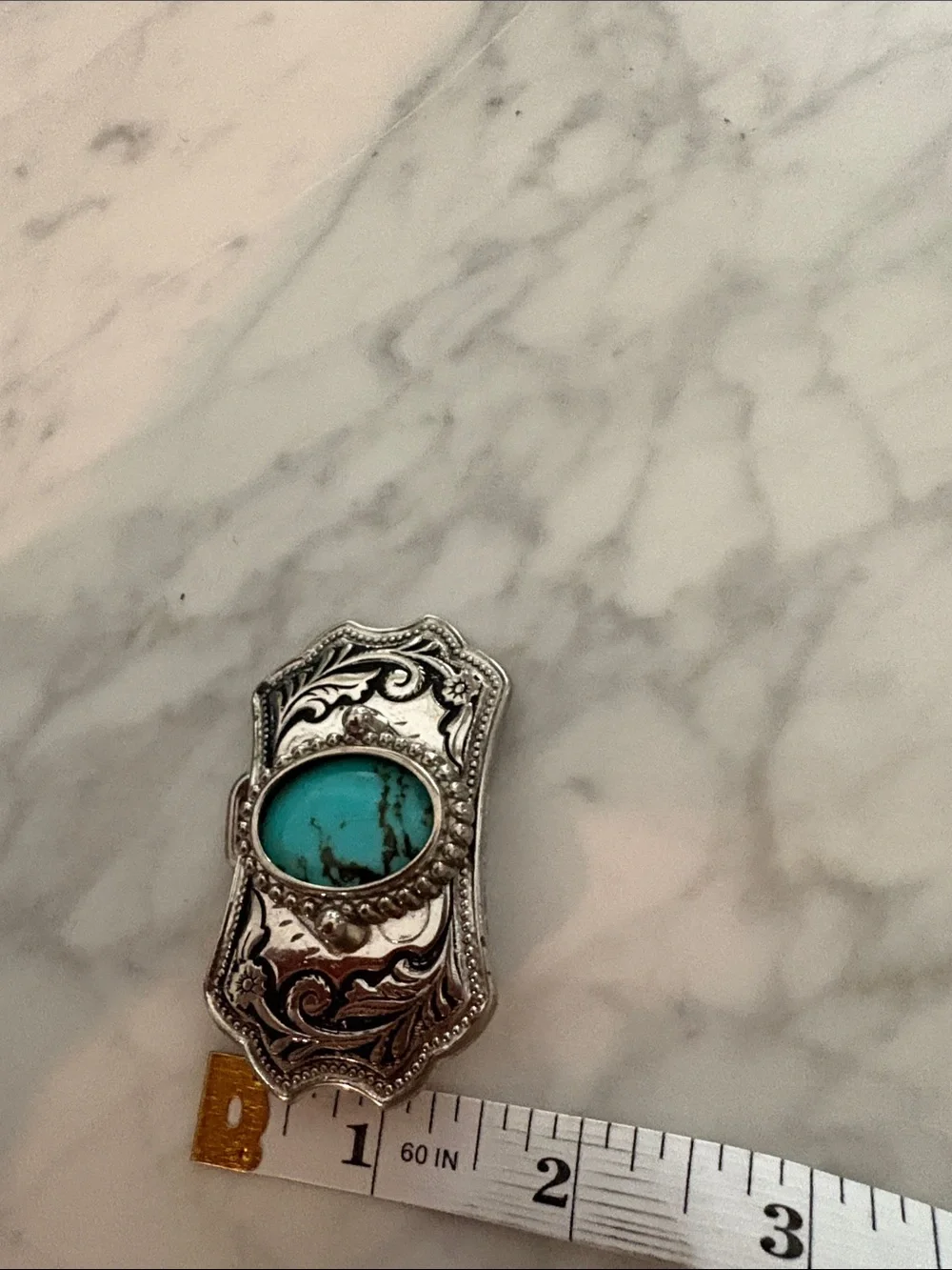 Turquoise Stone Western Silver-Tone Hair Barrette - Unbranded